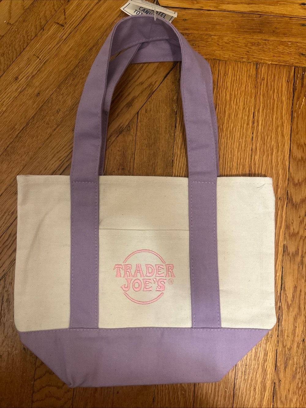 Trader Joe's Lavender and Cream Canvas Tote